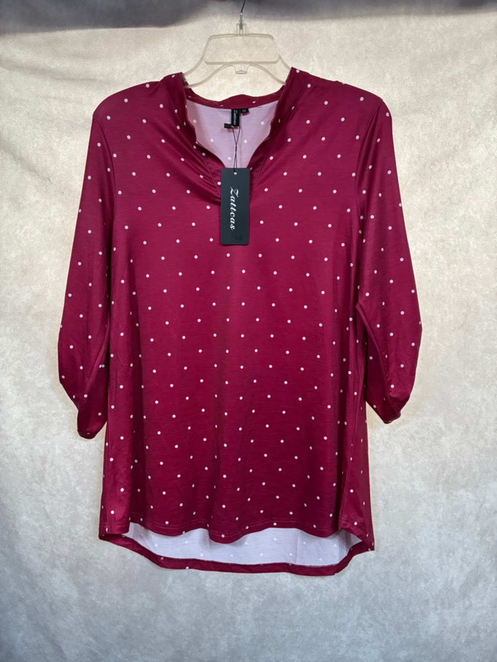 Women’s Burgundy Polka Dot Long Sleeve Tee